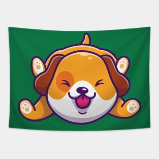 Cute Dog Playing Cartoon Tapestry