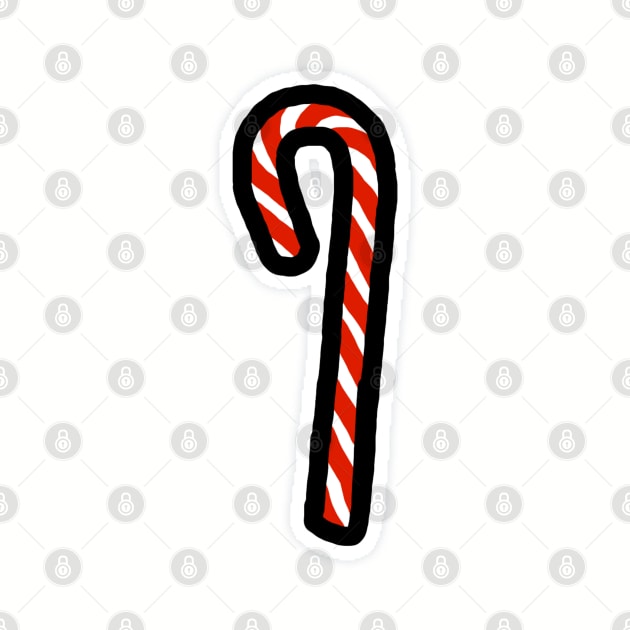 A Candy Cane for Christmas Minimal Art by ellenhenryart