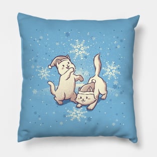 Cats Playing With Snowflakes Xmas Ugly Sweater by Tobe Fonseca Pillow