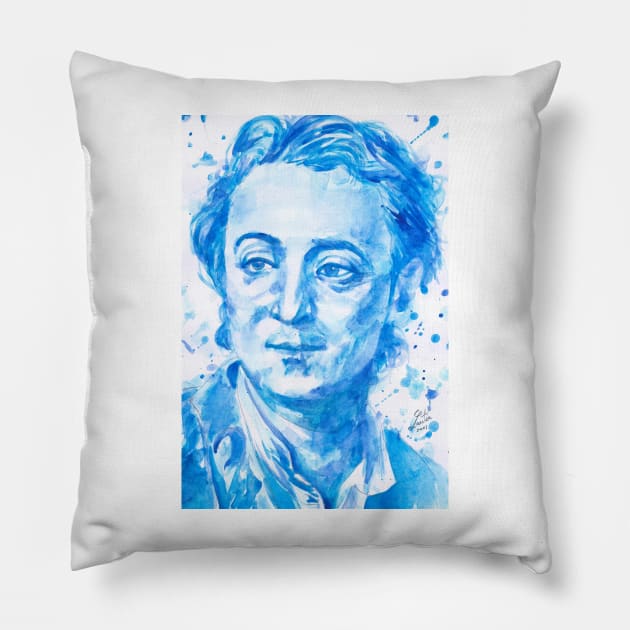 DENIS DIDEROT watercolor portrait Pillow by lautir