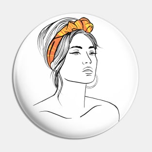 beautiful girl in a orange bandana Pin