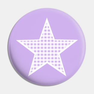 Pale Purple and White Gingham Star Pin