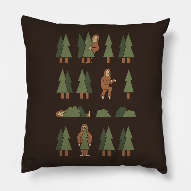 Bigfoot Forest Pillow by HandsOffMyDinosaur