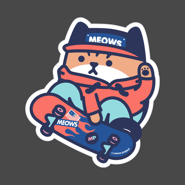 Red and Blue Skater Cat by meowproject