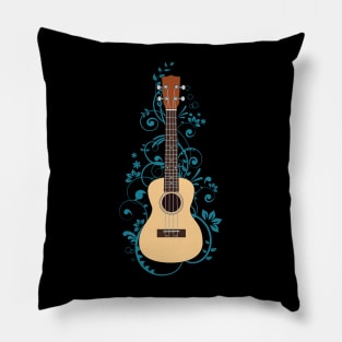 Natural Ukulele Flowering Vines Pillow