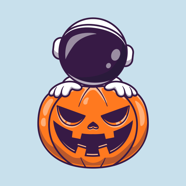 Astronaut With Pumpkin Halloween Cartoon by Catalyst Labs