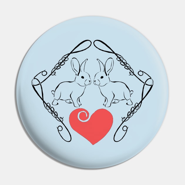 Love Rabbits Pin by tribbledesign