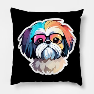 Shih Tzu Dog Illustration Pillow