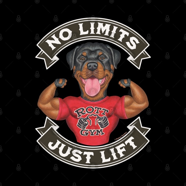 Cute Funny Rottweiler Flexing Muscles by Danny Gordon Art