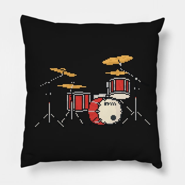 Pixel Firestorm Fighters Red Drums Pillow by gkillerb