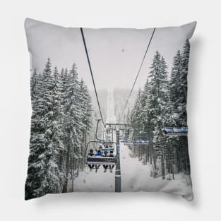 cable car through snowy forest Pillow