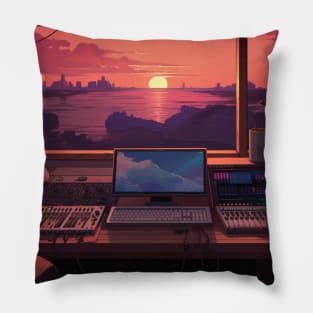 DJ Console DJ Set Computer Sunrise Pillow