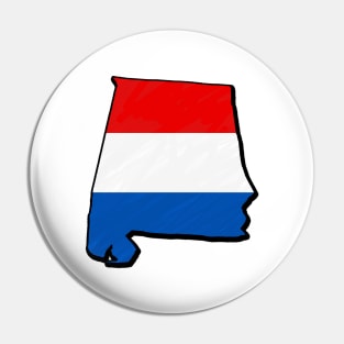 Red, White, and Blue Alabama Outline Pin