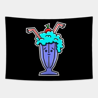 Cute Blueberry Milkeshake with a Cherry on Top - Blue Drink Gift - Blueberry Milkshake Tapestry