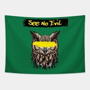 See No Evil owl Tapestry