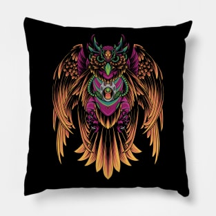 Owl cyborg Backprint Pillow