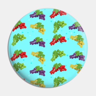 Colorful Grape Pattern on Sky Blue Background Pin