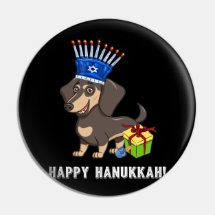 Dachshund Menorah Hat Hanukkah Chanukah Pin