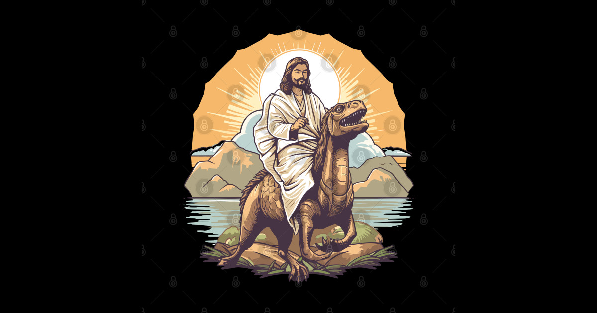Jesus Christ on a Velociraptor Funny Dinosaur Meme - Jesus Christ ...