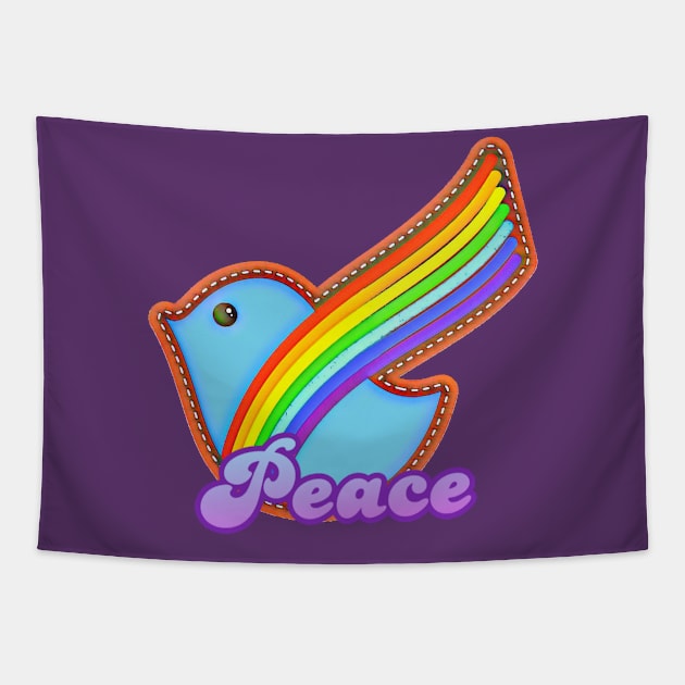 Rainbow Dove of Peace Tapestry by AlondraHanley