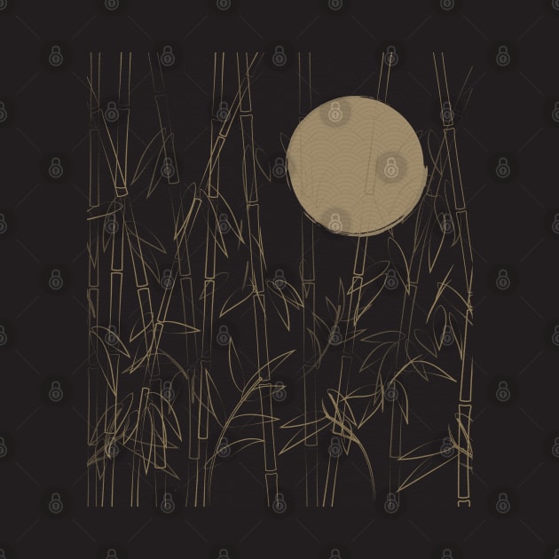 Golden Moon in Bamboo Forest by edmproject