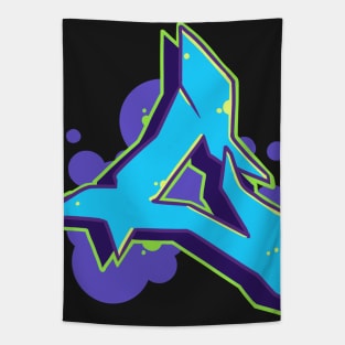 Letter C - Graffiti Street Art Style Blue Tapestry