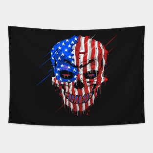 skull-head-with-usa-america-flag design Tapestry