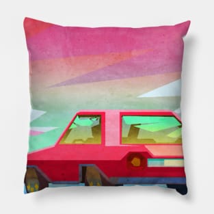 Red Vintage Car Pillow