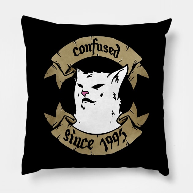 confused cat meme funny Pillow by A Comic Wizard