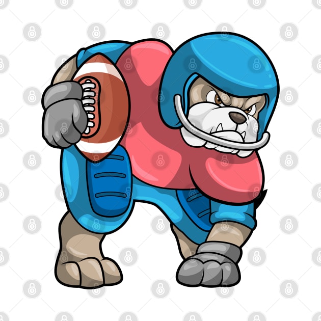 Bulldog at Sports with Football & Helmet by Markus Schnabel