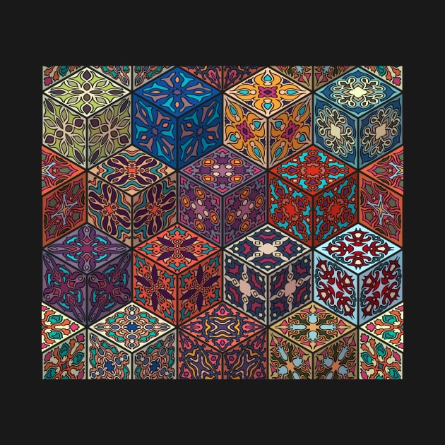 Mandala Geometric Cube Pattern by edwardecho