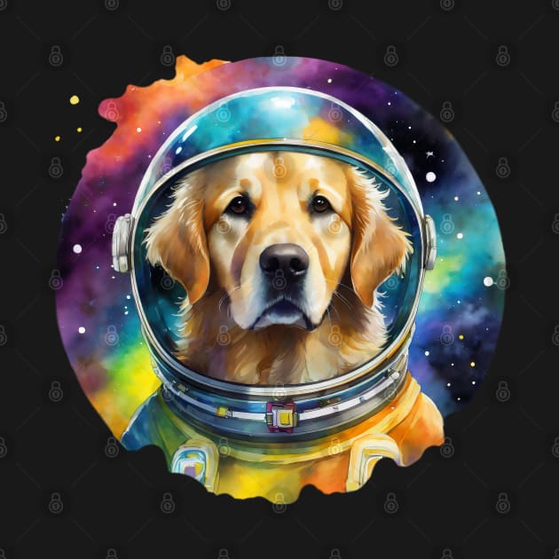 Rainbow Galaxy Astronaut Golden Retriever by CraftyVixen