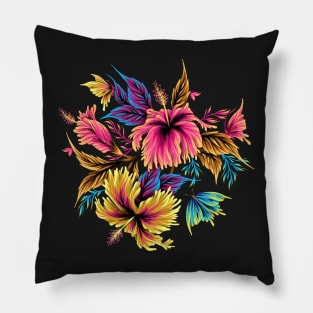 Hibiscus Butterflies - Multi Colour Pillow