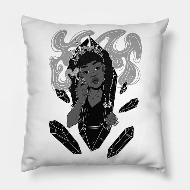 Crystal Smoker Pillow by WildSkullflowerArt