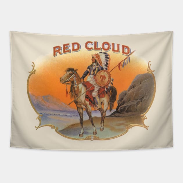 Vintage Red Cloud Cigar Label Tapestry by MasterpieceCafe