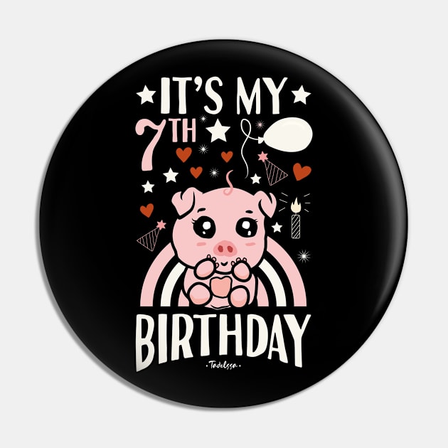 It's My 7th Birthday Pig Pin by Tesszero