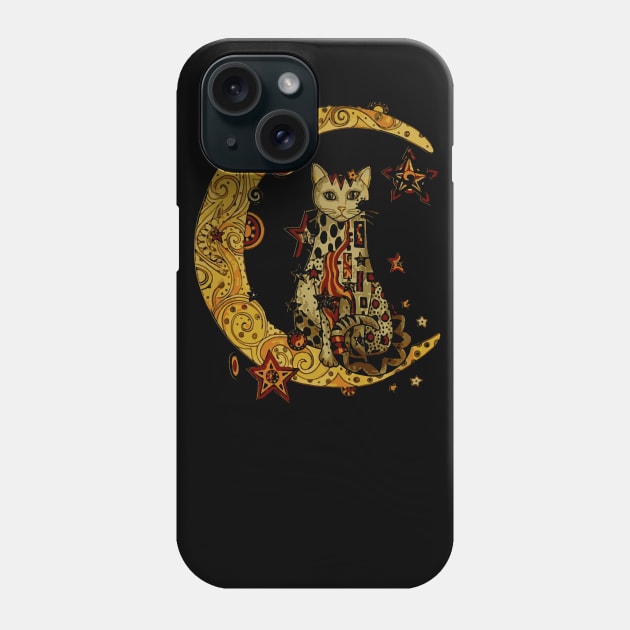 cat and moon Phone Case by Xonmau