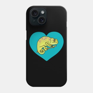 Blue Heart Colorful Chameleon for Chameleon Lovers Phone Case