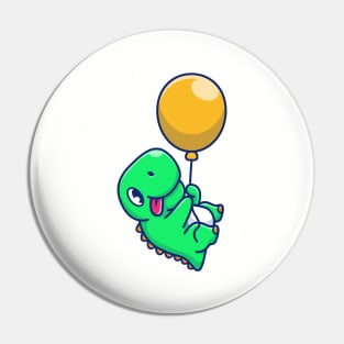 Cute Dinosaur Floating With Balloon Cartoon Pin