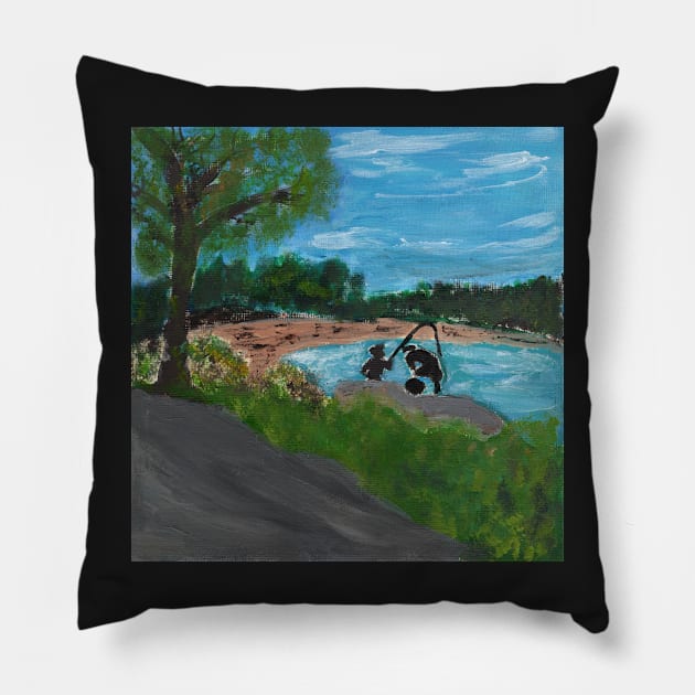 Gone Fishing Pillow by Colzo Art