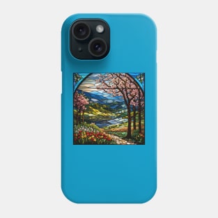 Stained Glass Springtime Mountain Path Phone Case