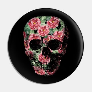 Vintage Botanical Skull Pin