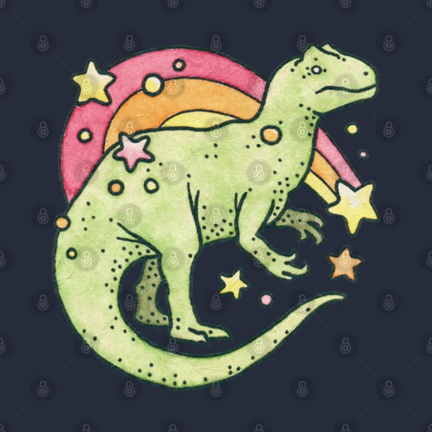 Allosaurus Rainbow | Retro Dinosaur by OMEGAFAUNA