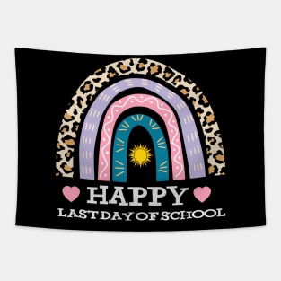 Leopard Print Boho Rainbow Happy Last Day Of School Gift Tapestry