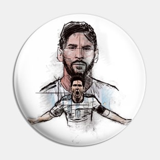 Messi On Sketch Art Pin