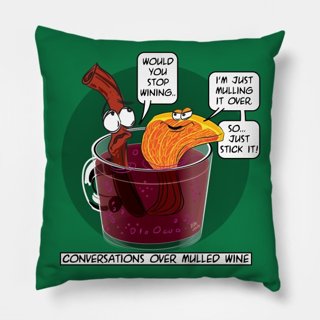 Conversations over Mulled Wine Pillow by eShirtLabs