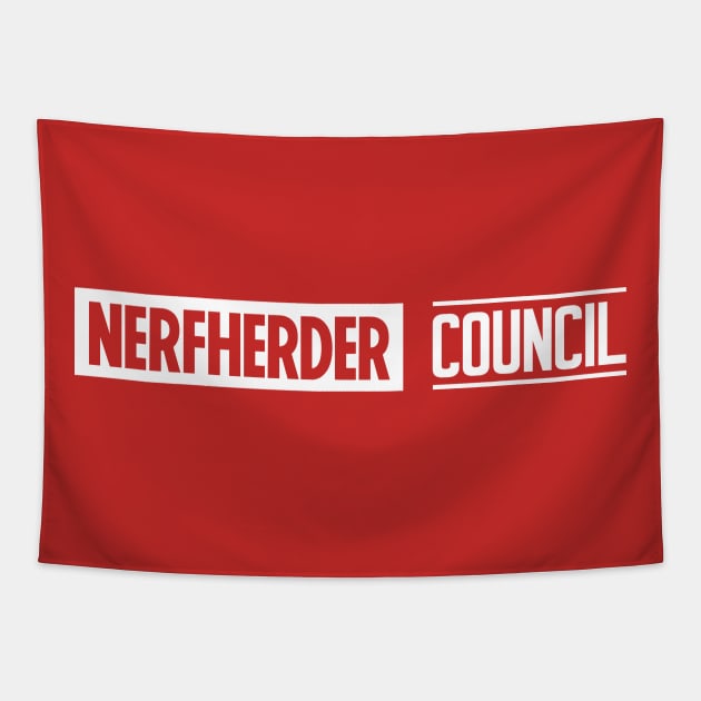 Nerfherder Cinematic Universe logo (white) Tapestry by NHCpodcast
