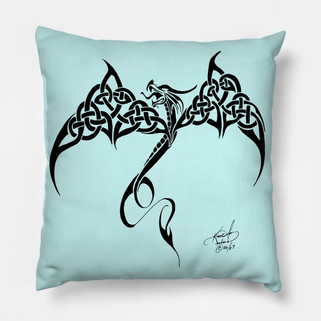 Celtic Tribal Dragon Pillow by tigressdragon