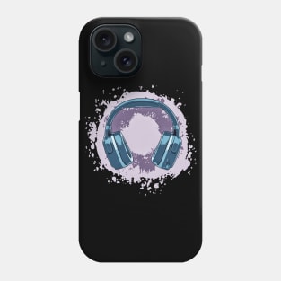 Headphones Art, Blue & Purple Vintage Phone Case