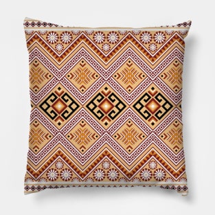 Beautiful bright tribal pattern in brown and white. Pillow